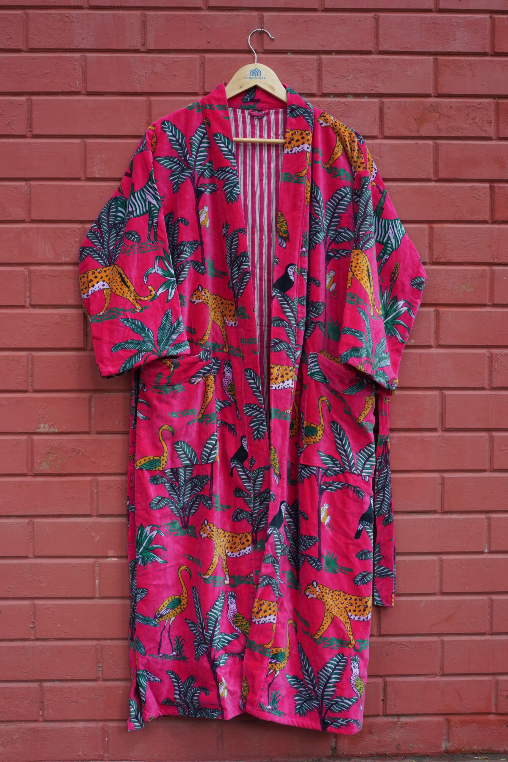 Womens Pink Velvet Embroidered Jacket with Floral Design - Image 4
